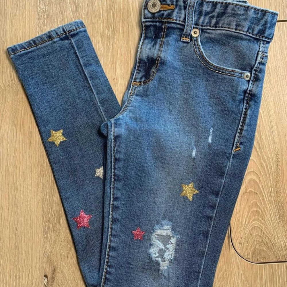 Gap Jeans With Glitter Stars Size 7 Children